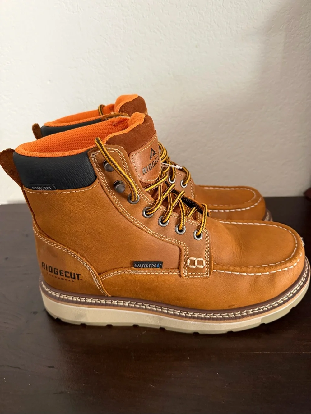 RidgeCut Men's Brown Work Boots - Lace-Up Ankle Support